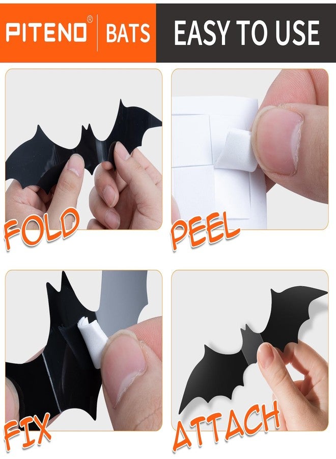 Piteno 140 Pieces Halloween Decorations Bats Party Supplies Realistic 3D Black Scary PVC Stickers for Spooky Home Decor Party Decorations - Image 4