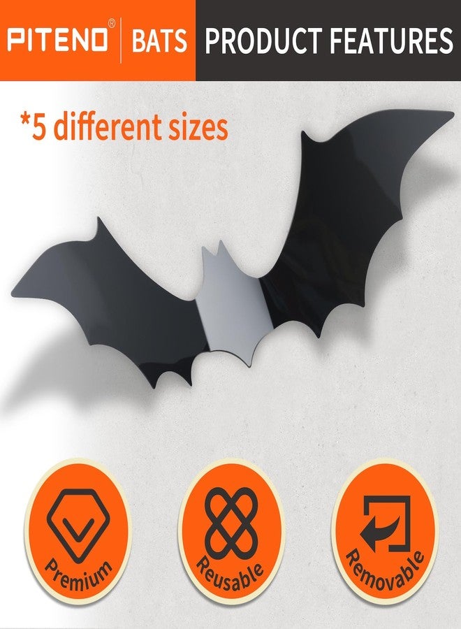 Piteno 140 Pieces Halloween Decorations Bats Party Supplies Realistic 3D Black Scary PVC Stickers for Spooky Home Decor Party Decorations - Image 3