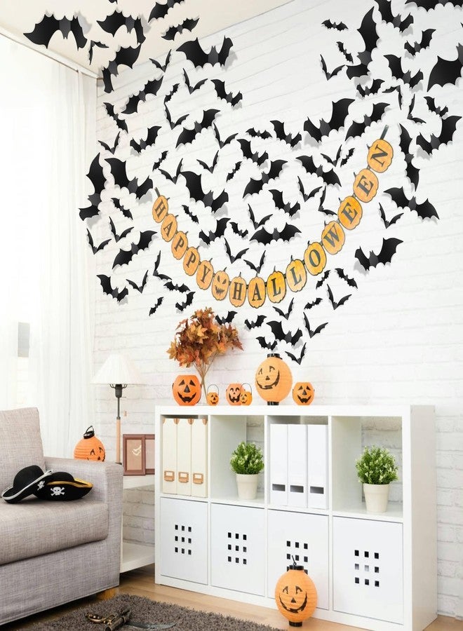 Piteno 140 Pieces Halloween Decorations Bats Party Supplies Realistic 3D Black Scary PVC Stickers for Spooky Home Decor Party Decorations - Image 5