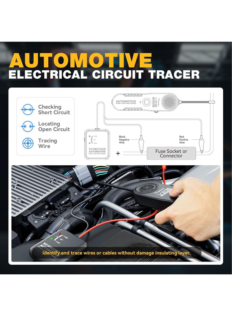 Vdiagtool V210 Wire Tracer Automotive Electrical Open & Short Finder Circuit Tester Wire Breaker Finder Fault Probe Cable Tracker Electrical DC 6-42V  - Image 3