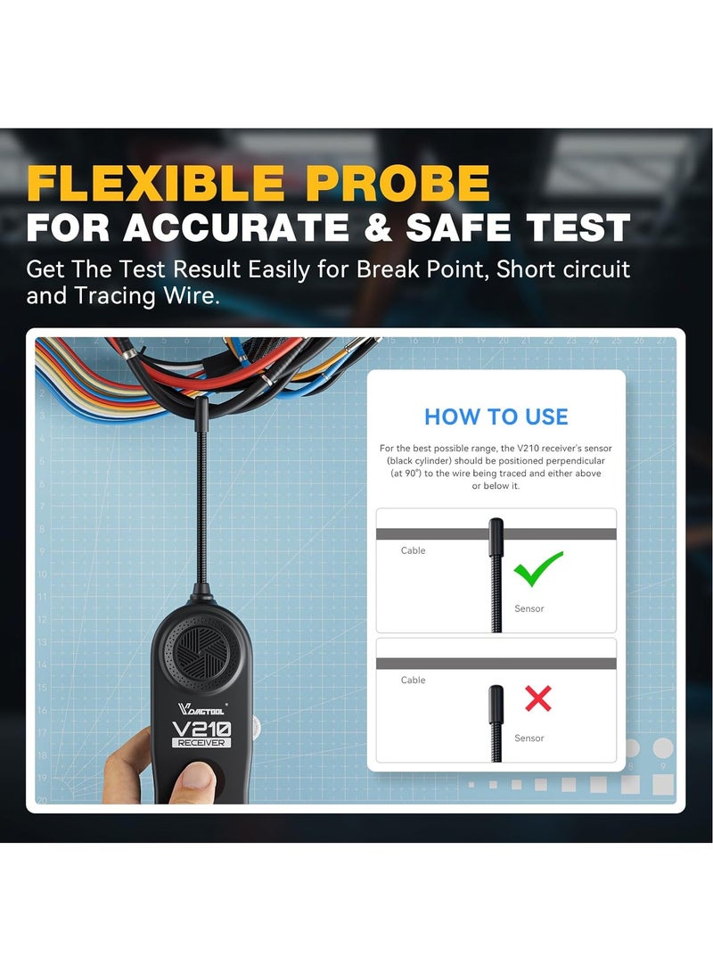 Vdiagtool V210 Wire Tracer Automotive Electrical Open & Short Finder Circuit Tester Wire Breaker Finder Fault Probe Cable Tracker Electrical DC 6-42V  - Image 5