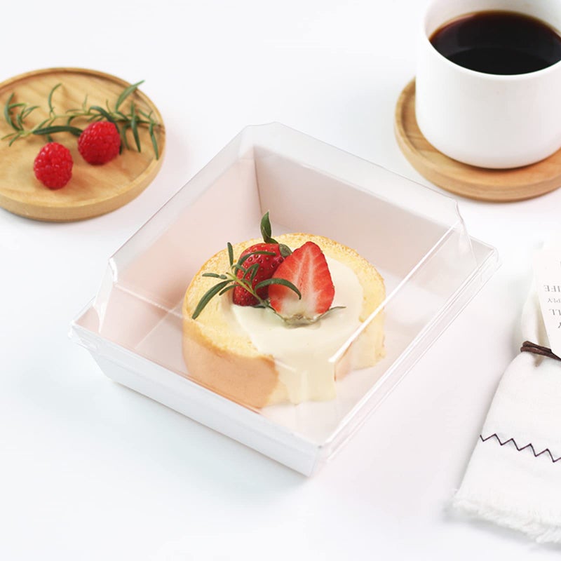 Ocmoiy Small Charcuterie Boxes with Clear Lids, To Go Paper Disposable Food Containers, 5 Inches Bakery Dessert Boxes for Sandwich, Cookie, Pastry, Cake Slice (White, 50ct) - Image 5
