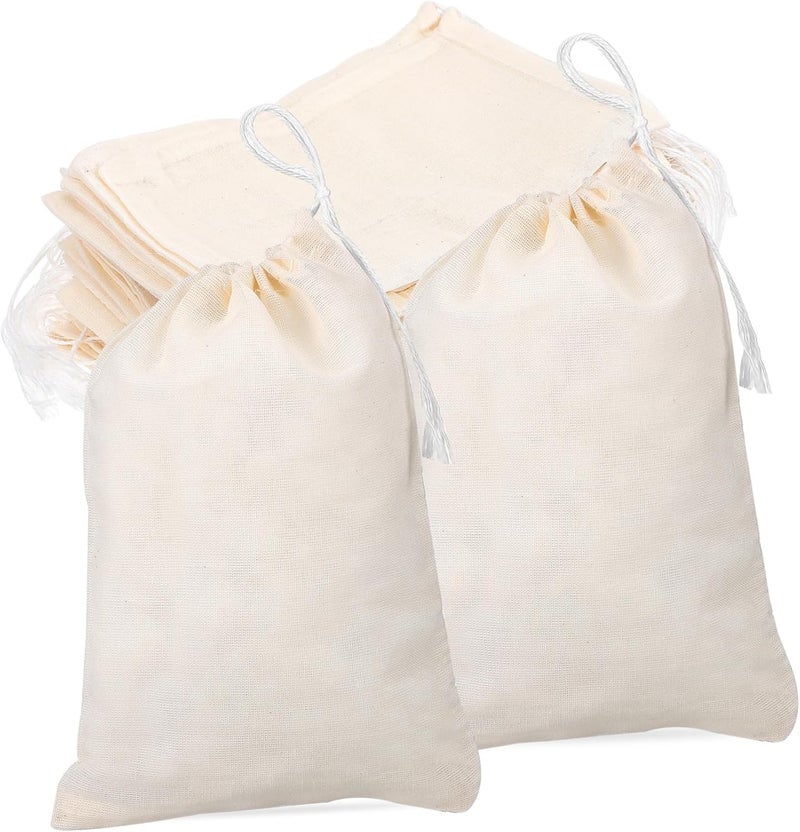 Economical varied design options PRETYZOOM 50pcs Muslin Drawstring Bags Cotton Herbal Tea Pouches for Home Office Travel Breathable Reusable Gift Bags for Loose Leaf Tea Herbs Items Modern look - Image 1