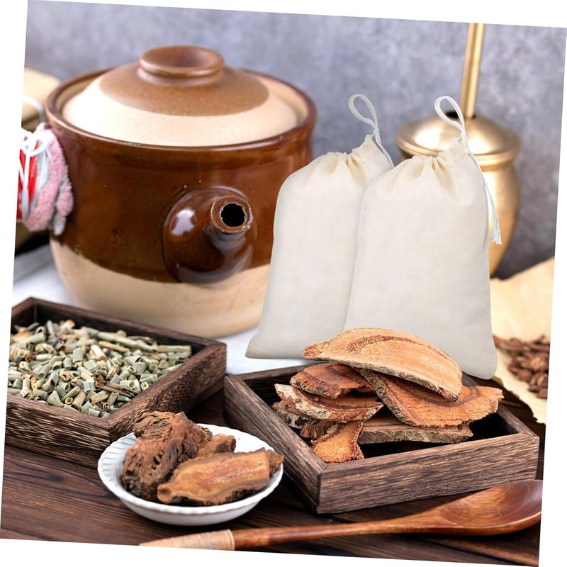 Economical varied design options PRETYZOOM 50pcs Muslin Drawstring Bags Cotton Herbal Tea Pouches for Home Office Travel Breathable Reusable Gift Bags for Loose Leaf Tea Herbs Items Modern look - Image 3