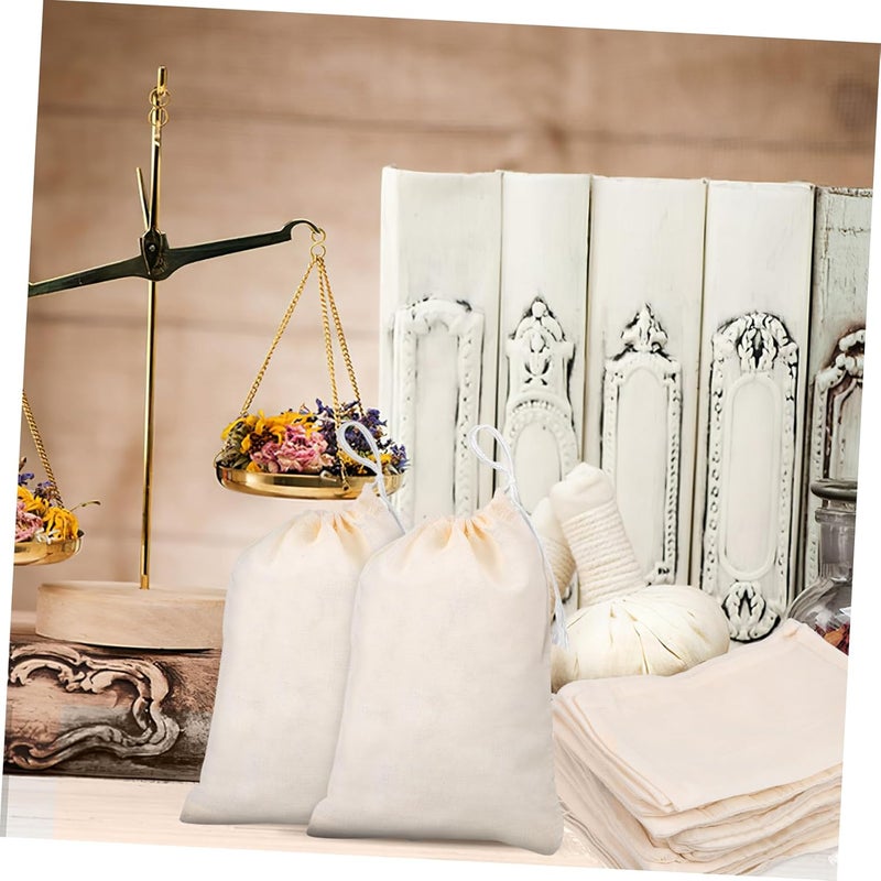 Economical varied design options PRETYZOOM 50pcs Muslin Drawstring Bags Cotton Herbal Tea Pouches for Home Office Travel Breathable Reusable Gift Bags for Loose Leaf Tea Herbs Items Modern look - Image 4