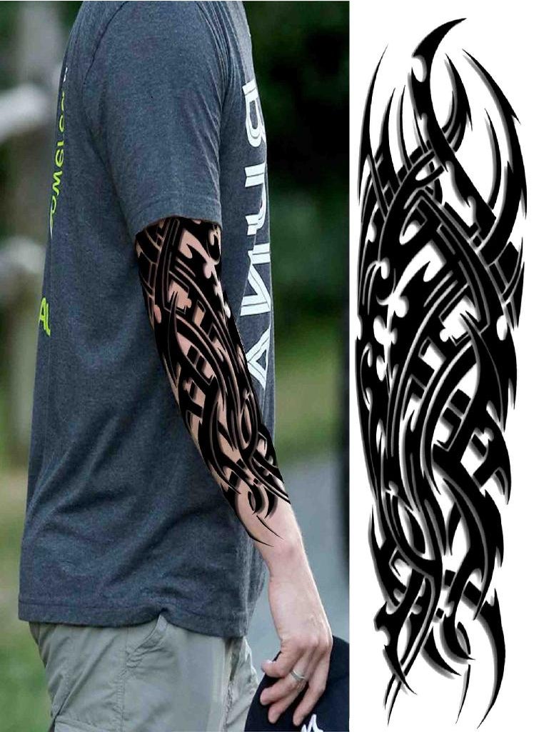 Generic - Black Eagle Full Arm Tattoo Sleeve For Men Women Realistic Fake Army Compass Temporary Tattoos Waterproof Large Tatoos Stickers - Image 1