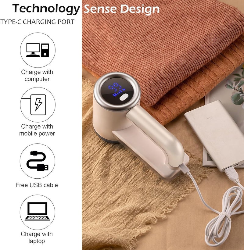 iRUNTEK مزيل الوبر القابل لإعادة الشحن، مزيل الوبر الكهربائي التجاري مع شاشة LED وصندوق قمامة كبير، 3 سرعات لإزالة الوبر والكرات من الملابس والأثاث والسترات والأرائك والبطانيات، فضي - Image 5