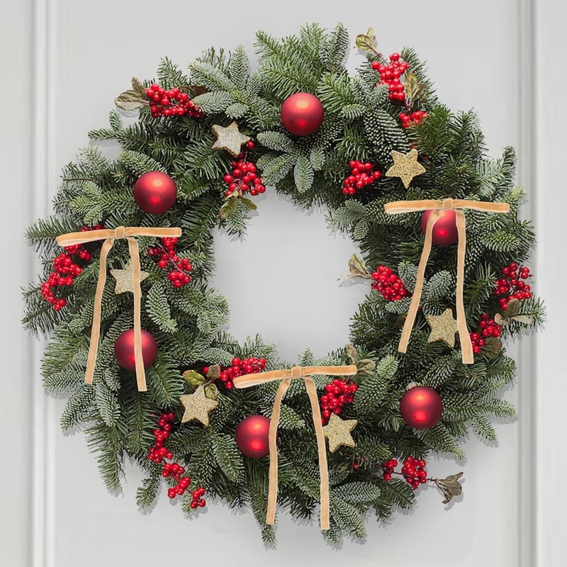 WICHOO Khaki Velvet Bows for Christmas Tree - 30Pcs Vintage Ribbon Bows for Tree Decorations, 3/8" Small Bows for Garland, Wreath, Fireplace, Door, Gift Wrapping, Holiday Decor (5 x 7 Inch) - Image 5