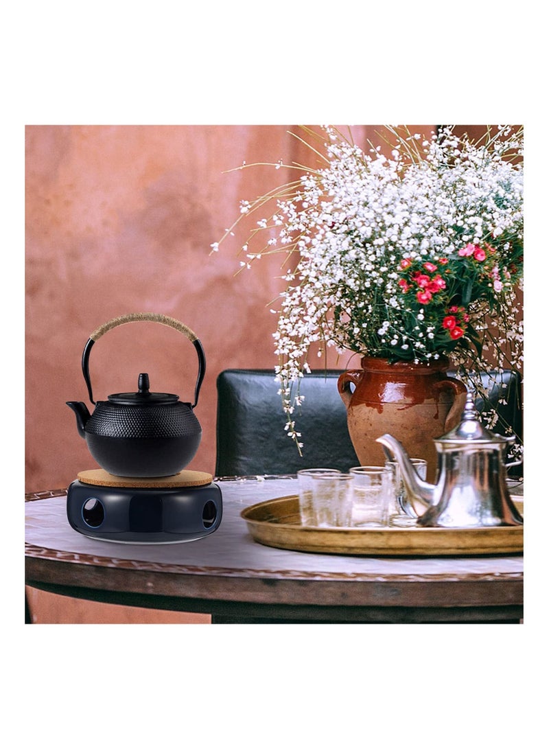 Ceramic Teapot Warmer Tea Heater Candle Teapot Heater Base Teapot Warmer Base for Glass Teapot Cast Iron Teapot Tea Kettles (Blue) - Image 5