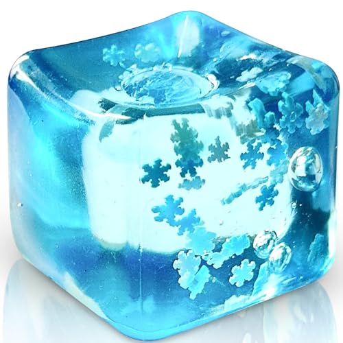TwCare Stress Balls Ice Cube with Snowflakes Inside for Your Best Mellow and Chill Snow Pieces Silent Nice Square Shape Anxiety Sensory Squishy Fidget Toy Slow Rise Classroom Prizes Calming Kids Adults - Image 1