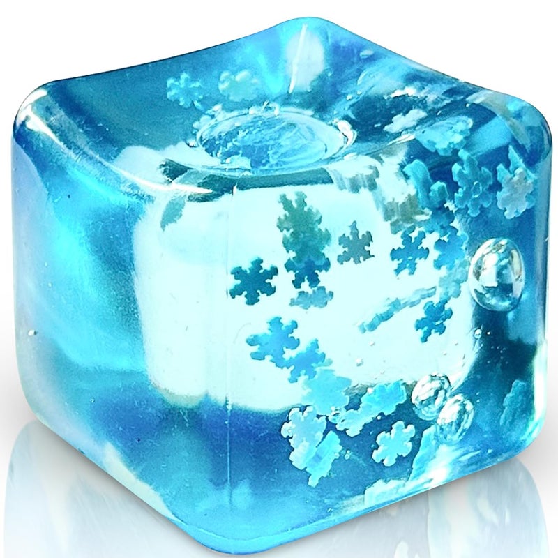 TwCare Stress Balls Ice Cube with Snowflakes Inside for Your Best Mellow and Chill Snow Pieces Silent Nice Square Shape Anxiety Sensory Squishy Fidget Toy Slow Rise Classroom Prizes Calming Kids Adults - Image 4