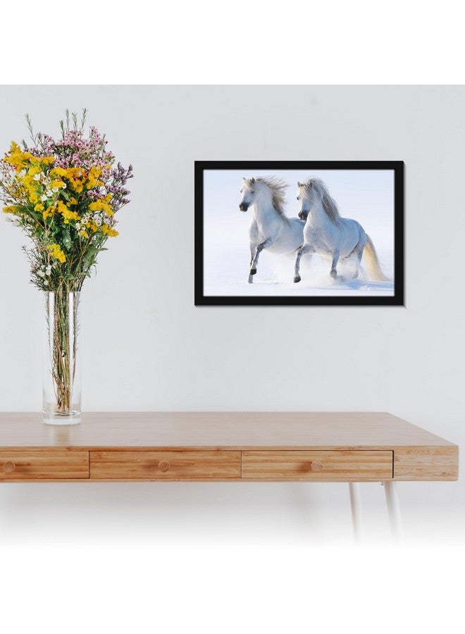 Mad Masters 2 White Horses Painting Hanging Photo Frame Decorative Item for Living Room, Bedroom, Home Decor and Wall Decoration (MM 1399, 8x12 Inch, Canvas, With Plexi Glass) - Image 5