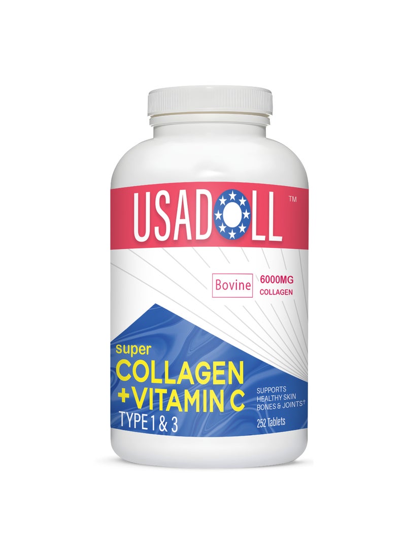 Usadoll Super Collagen 6000mg with Vitamin C, Type 1 & 3 - 252 Tablets - Image 1