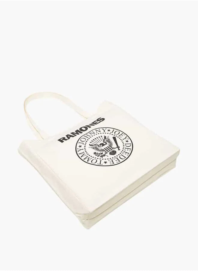 اس بي كاركترز Ramones Print Fabric Tote Bag with Double Handle
