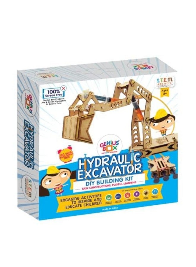 Genius Box - Play some Learning Genius Box Hydraulic Excavator DIY Science Kit for 8+ Year Age, STEM Toy, Learning Kit, Educational and Construction Kit - Image 1