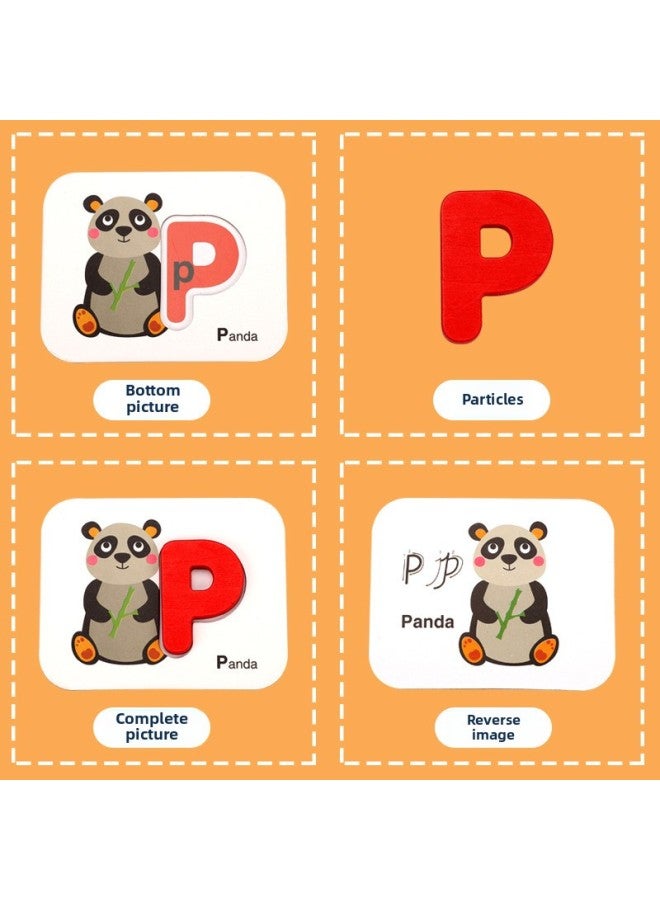 Children's Wooden Puzzle Infant Baby Girl Boy Benefiting Intelligence Development Assembled English Alphabet Card Toy-Color:XHN-three-dimensional Digital Alphabet Puzzle Card (plastic Box) - Image 4