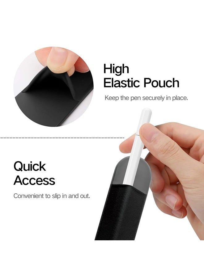 4 Pack Pencil Holder Compatible with Apple Pencil Pro, ApplePencil (USB-C), Apple-Pencil 1st/2nd Generation，Elastic Pocket Pouch Adhesive Sleeve Attached to Case for Stylus Pens - Image 3