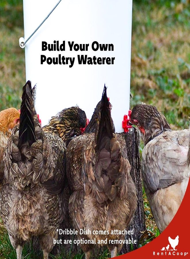 RentACoop DIY Waterer Kit - Horizontal with Dribble Dish and Installation Tool - Great for Chickens, Turkeys, Peafowl, and Other Poultry - 12 Pack - Image 3