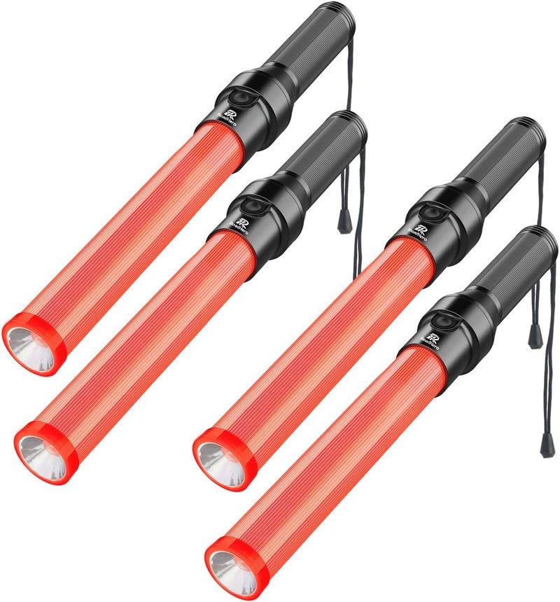 RoadHero 4 Pack 16 Inch LED Traffic Control Batons with 3 Flashing Modes - Image 1