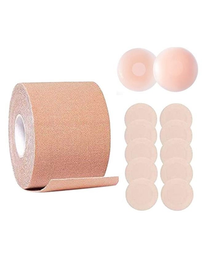 Captaintech Bra tape for Bra A-G Cup Push Up Invisible Body Tape with Nipple Cover Pasties  - Image 1