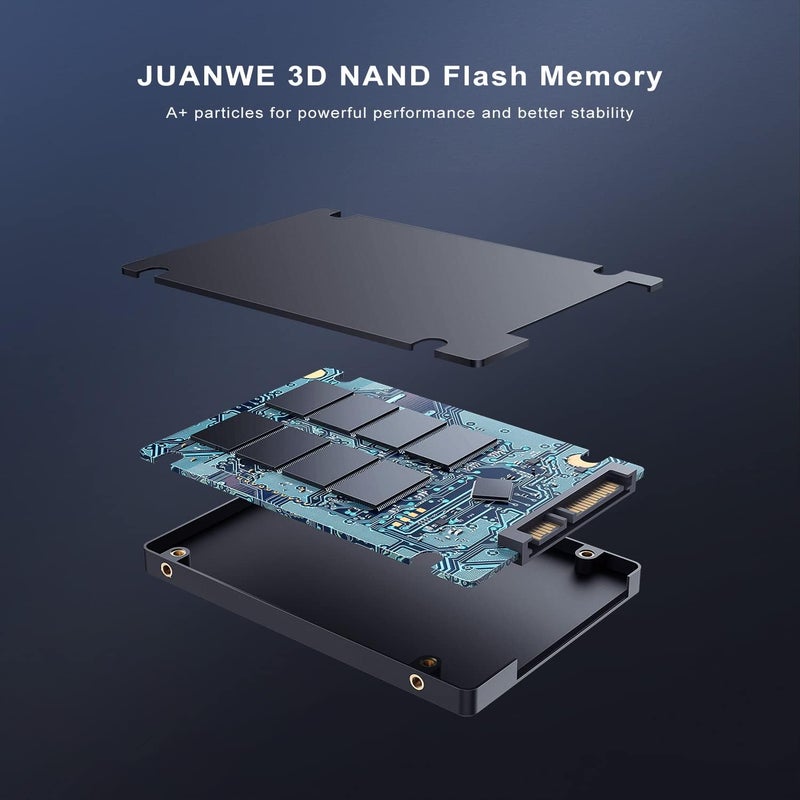 128GB SSD داخلي صلب، 3D NAND 2.5 بوصة SATA III داخلي SSD، سرعة تصل إلى 550 ميجابايت/ثانية، أداء محسّن لأجهزة الكمبيوتر المحمولة وألعاب الكمبيوتر - Image 3