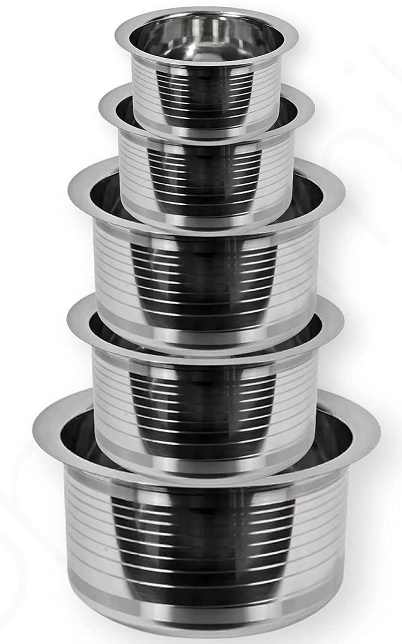 Stainless Steel tope Set Without lid Container Set/Tope Set/tapeli/patila/Milk Pot pan/Handi Set Cookware Set (5 Pieces, Capacity : 0.5 LTR, 0.8 LTR, 1 LTR, 1.5 LTR, 2 LTR)  - Image 1