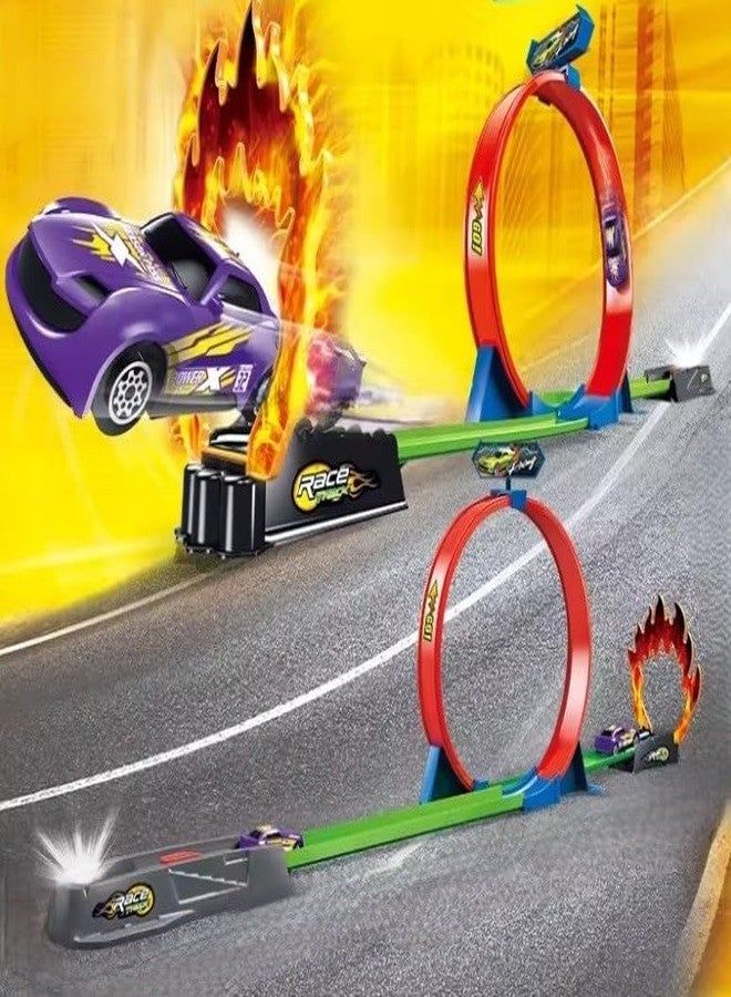 Goyal's Track Racer Car Toy Set for Kids Age 3–12 Years | 360° Loop Stunt Track with Flame Jump | Inertia Powered Launcher Car Racing Play Set | DIY Assembly for Boys & Girls - Image 1