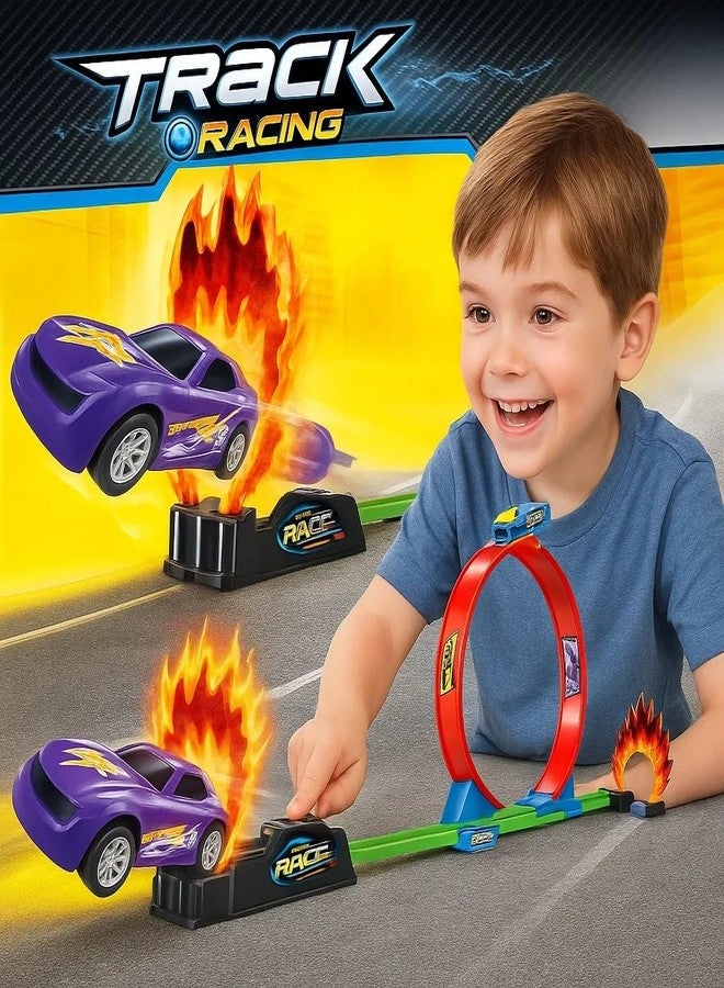 Goyal's Track Racer Car Toy Set for Kids Age 3–12 Years | 360° Loop Stunt Track with Flame Jump | Inertia Powered Launcher Car Racing Play Set | DIY Assembly for Boys & Girls - Image 2