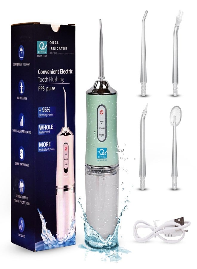 Q DEVICES Oral Irrigator Water Flosser for Gum Care & Plaque Removal, Rechargeable,3 Cleaning Modes, 220ml Water Tank, 4 Interchangeable Tips for Fresh Breath & Oral Hygiene - Image 1
