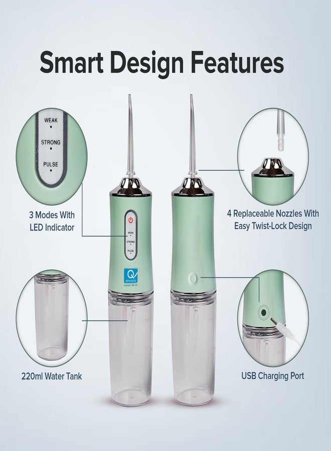 Q DEVICES Oral Irrigator Water Flosser for Gum Care & Plaque Removal, Rechargeable,3 Cleaning Modes, 220ml Water Tank, 4 Interchangeable Tips for Fresh Breath & Oral Hygiene - Image 4
