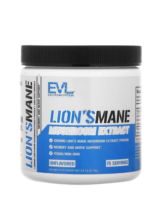 EVLUTION NUTRITION Lions Mane Mushroom Extract Unflavored 2.6 oz 75 g  - Image 1