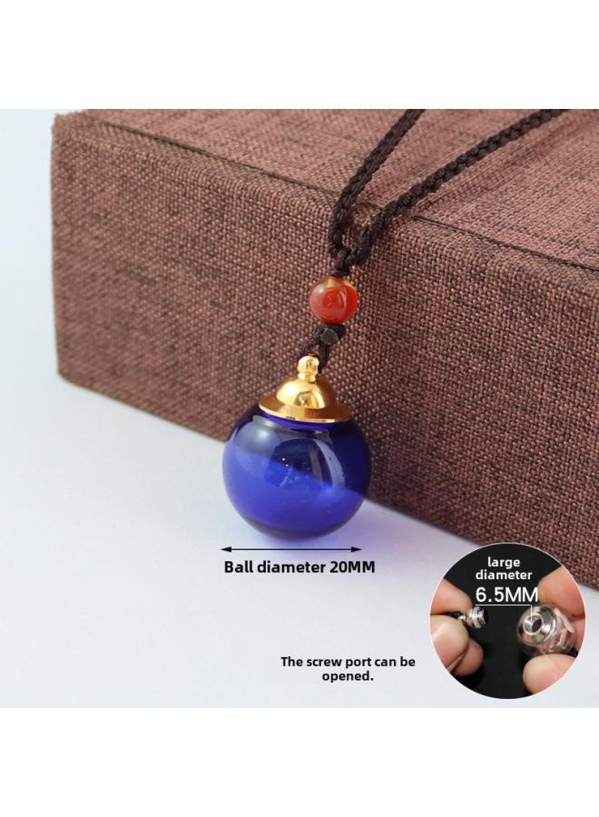 Openable Transparent Glass Ball Cinnabar Bottle Hollow Pendant Lanugo Hair Quack Box Pendant Men's And Women's Lovers Necklace