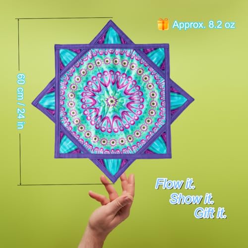 YangkoStar 24 Flow Star 330g Balanced ProWeight Flowstar Spinning Cloth for All Skill Levels Easy to Spin Do Tricks Flow Toy for Juggling EDM Festival Rave PartyMandala - Image 5