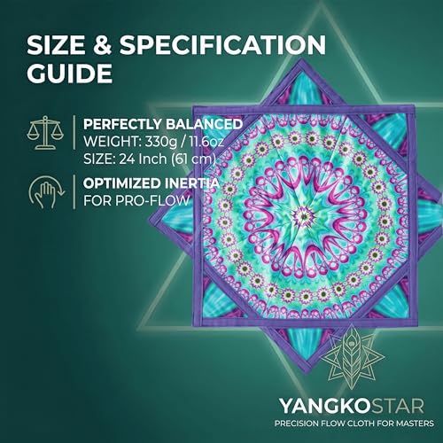 YangkoStar 24 Flow Star 330g Balanced ProWeight Flowstar Spinning Cloth for All Skill Levels Easy to Spin Do Tricks Flow Toy for Juggling EDM Festival Rave PartyMandala - Image 3