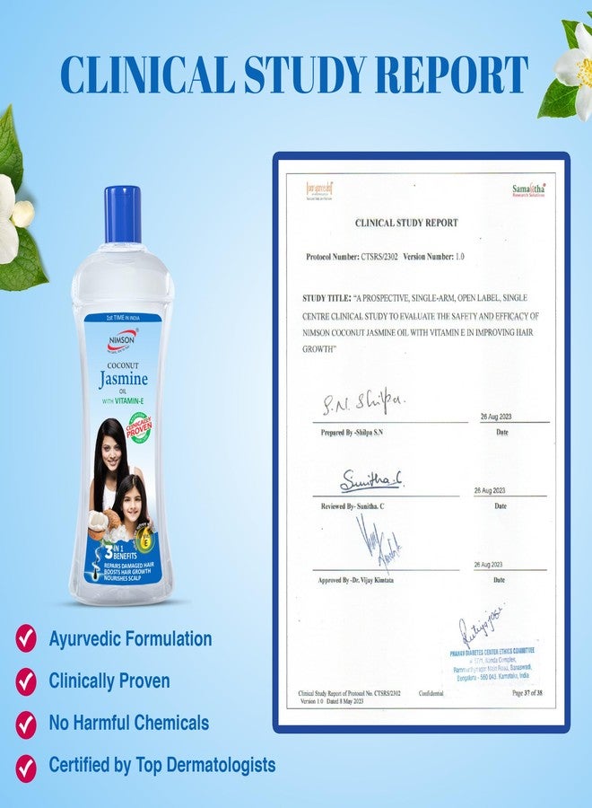Nimson Coconut Jasmine Hair Oil with Vitamin E | For Shiny, Long Hair | Non-Sticky & Nourishing | 180ml x 2 - Image 5