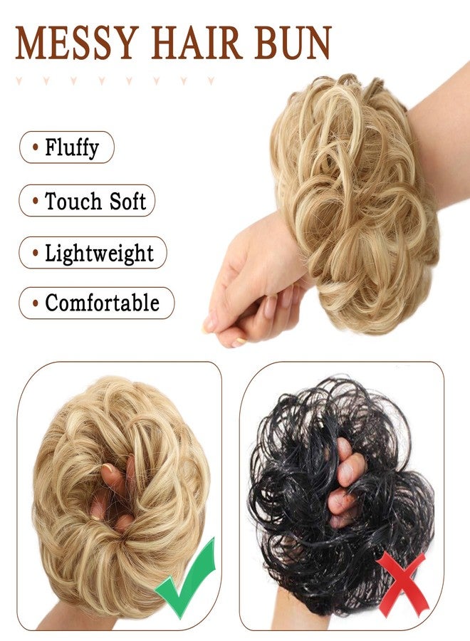 MORICA Messy Hair Bun Hair Scrunchies Extension Curly Wavy Hair Synthetic Chignon Hairpieces for Women(22H613(Dirty Blonde)) - Image 4