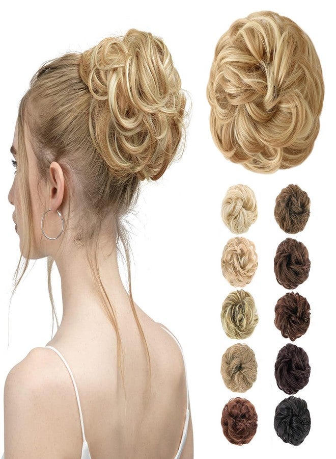 MORICA Messy Hair Bun Hair Scrunchies Extension Curly Wavy Hair Synthetic Chignon Hairpieces for Women(22H613(Dirty Blonde)) - Image 1