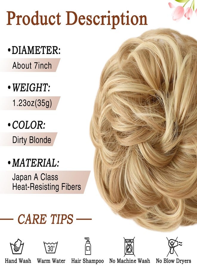 MORICA Messy Hair Bun Hair Scrunchies Extension Curly Wavy Hair Synthetic Chignon Hairpieces for Women(22H613(Dirty Blonde)) - Image 2