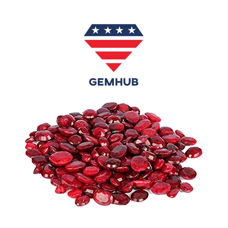 GEMHUB Approx 100 Ct./7 Pcs Ring Size Gorgeous African Pigeon Blood Red Ruby Loose Gemstones Lot Ruby July Birthstone - Image 3