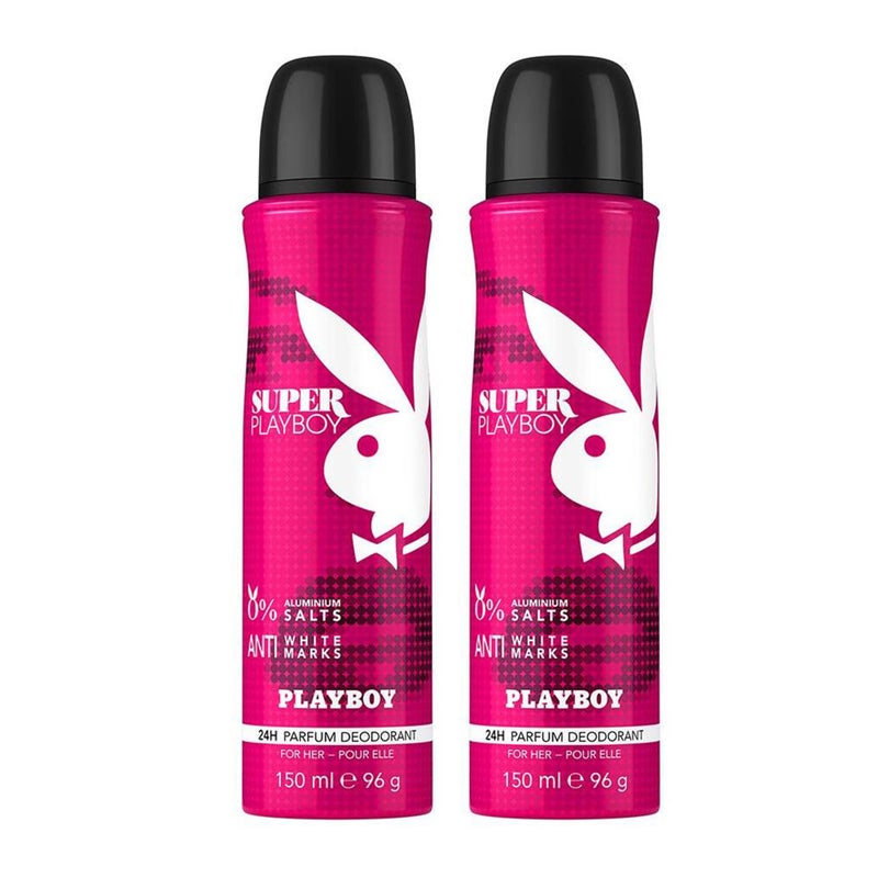 Playboy Super Women Deodorant Spray 150ml (Pack of 2) - Image 1