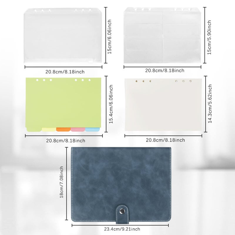 FYY A5 Binder Refillable Planner Notebook 6 Ring PU Leather Binder Journal with Pockets, Dividers, Refill Paper Navy - Image 2