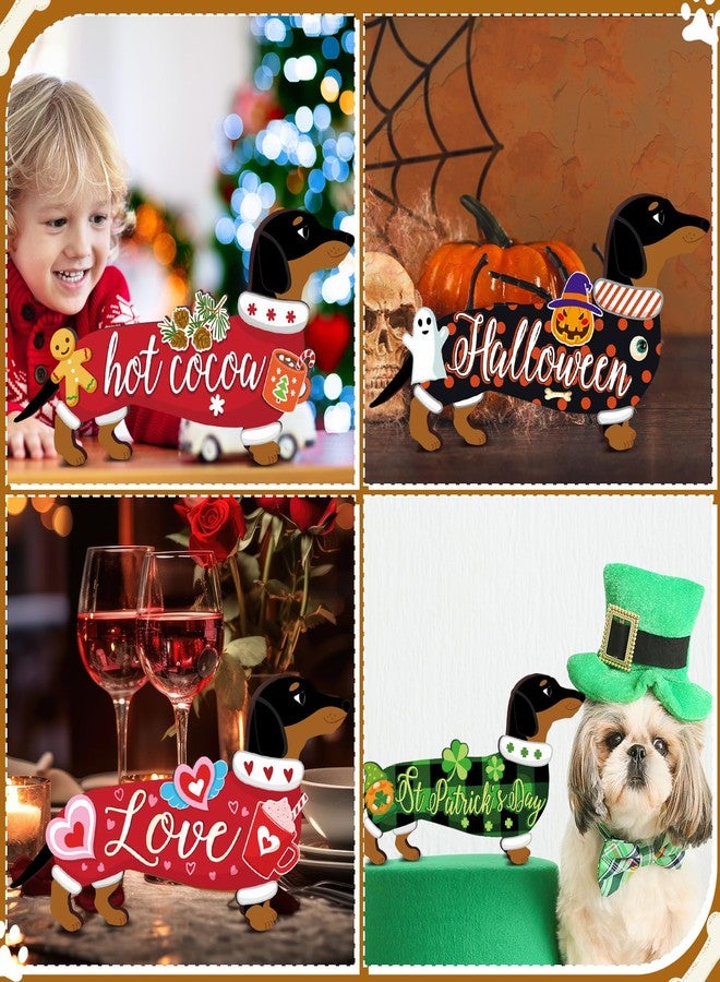 Barydat باريدات، 16 قطعة من لافتات الترحيب بالكلاب القابلة للتبديل، زينة رائعة للباب الأمامي في المواسم المختلفة، ديكور خشبي ريفي للباب والجدار في العطلات، مناسب لعيد الاستقلال، الصيف، الخريف، الهالوين، الكريسماس (كلب). - Image 4