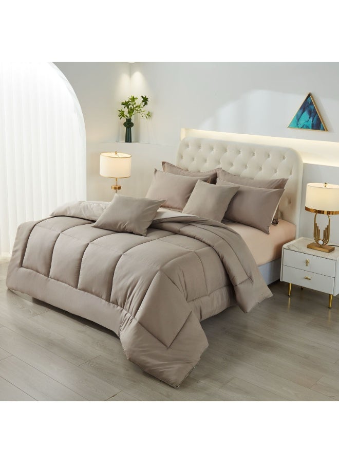 شايني فلاور طقم لحاف سرير نفرين مفرش شتوي مكون من 8 قطع ميكروفايبر مع حشوة قطن مقاس ۲٤۰×۲۲۰ سم - Image 5