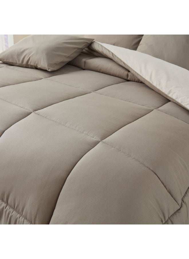 شايني فلاور طقم لحاف سرير نفرين مفرش شتوي مكون من 8 قطع ميكروفايبر مع حشوة قطن مقاس ۲٤۰×۲۲۰ سم - Image 3