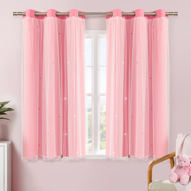 XiDi Curtains for Bedroom Decor Pink34/54/1 - Image 1