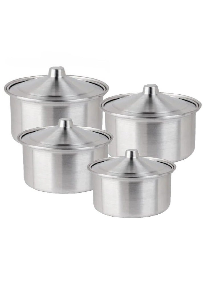 Set of 4  aluminum pots size 16cm/20cm/22cm/24cm silver - Image 2