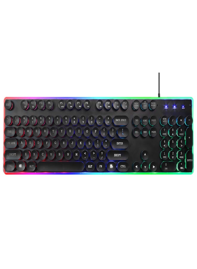 ZERODATE KB202 Membrane Keyboard Wired Gaming Backlit Keyboard 104-Key with Customizable Lighting Effects ABS USB Wired Keyboard for Gaming Typing Mac PC - Image 1