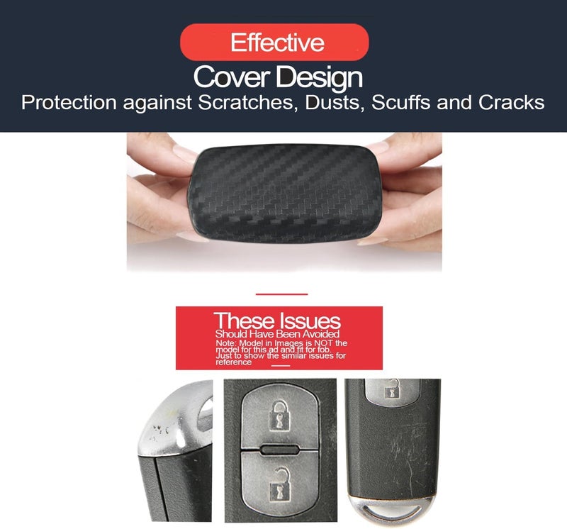 INFIPAR 2pcs Silicone Key Fob Cover for Toyota Land Cruiser, 4Runner, RAV4, Camry, Highlander - Carbon Fiber Look - Image 3