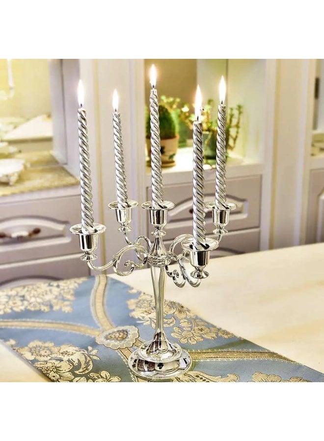 NANAO Candelabra Candle Holders for Pillar Candles 10.6 inch Tall, 5 Candle Candlestick Holder for 1/2-1 inch Taper Candles Decoration Easy Assembly (Silver) - Image 2