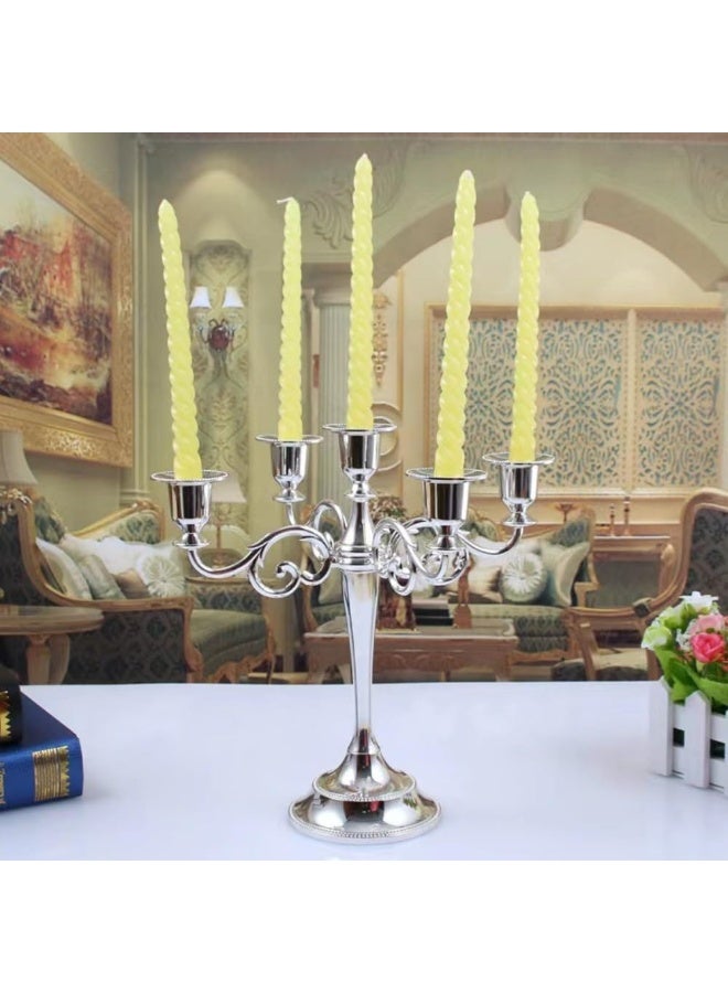NANAO Candelabra Candle Holders for Pillar Candles 10.6 inch Tall, 5 Candle Candlestick Holder for 1/2-1 inch Taper Candles Decoration Easy Assembly (Silver) - Image 3